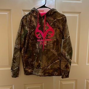 Real tree hoodie with pink accents S